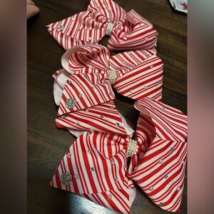 Jojo Siwa Striped Red and White Kids Hair Bows